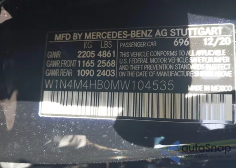 2021 Mercedes-Benz Glb 250 4Matic z USA, uszkodzony, nr VIN W1N4M4HB0MW104535